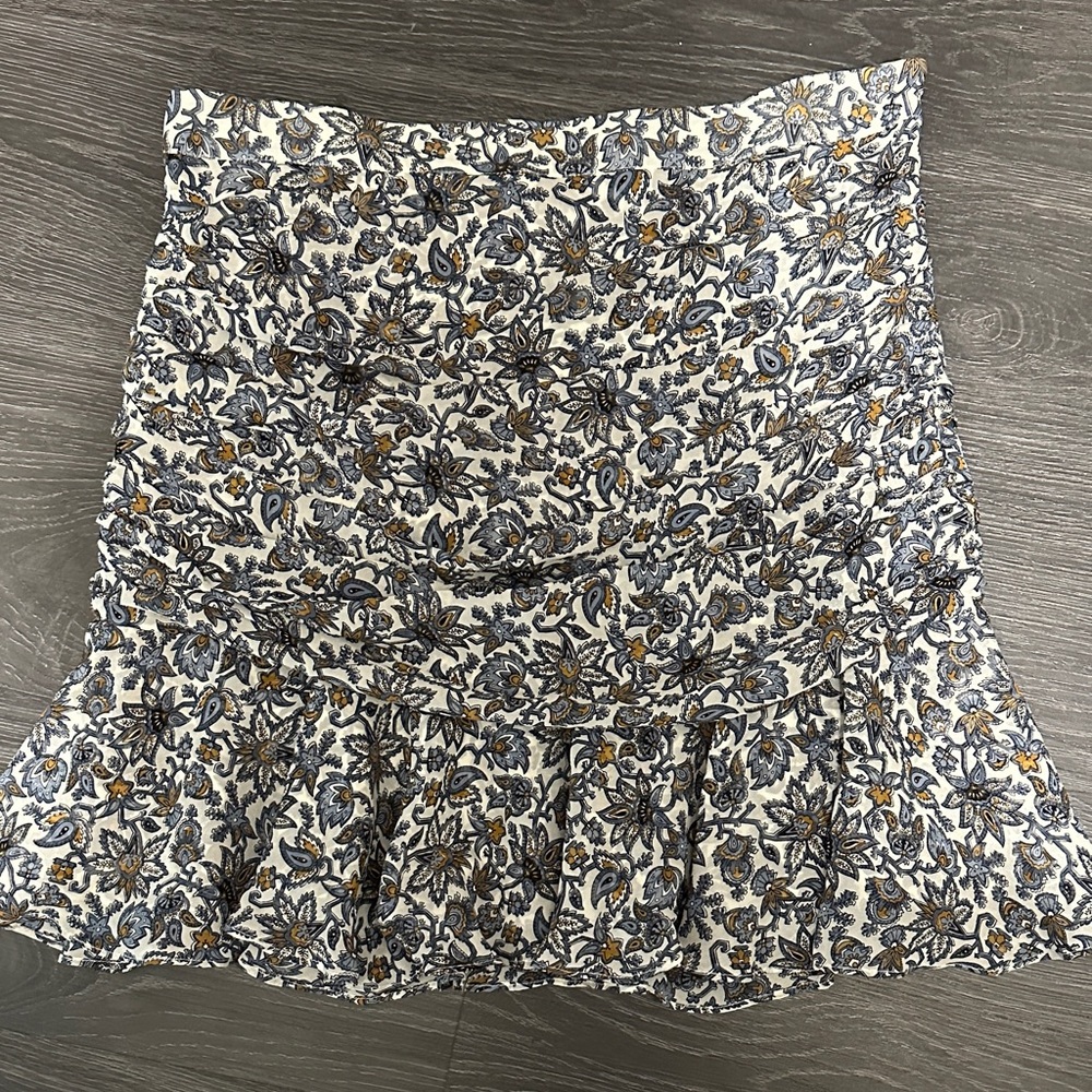 Veronica Beard Blue and Yellow Floral Mini Skirt